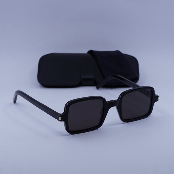 Saint Laurent SL332 001 Rectangle Sunglasses - Black - Picture 1 of 11